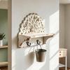 Wall Shelf with Hooks Entryway Coat Rack Distressed Wall-Mounted