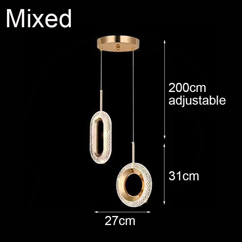 Lampă pandantiv LED cu cristal, rotundă/ovală, design creativ, iluminat modern pentru dormitor, sufragerie, hol, bar, balcon