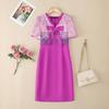 ZANZEA Women Print Patchwork V-Neck Summer Casual Short Sleeve Dress