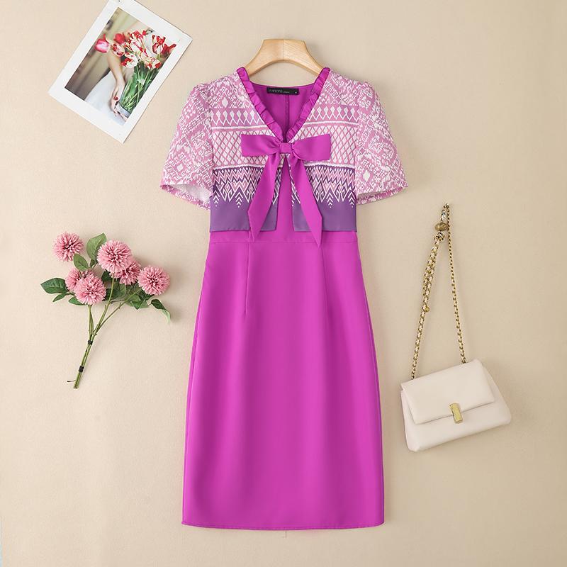 ZANZEA Women Print Patchwork V-Neck Summer Casual Short Sleeve Dress