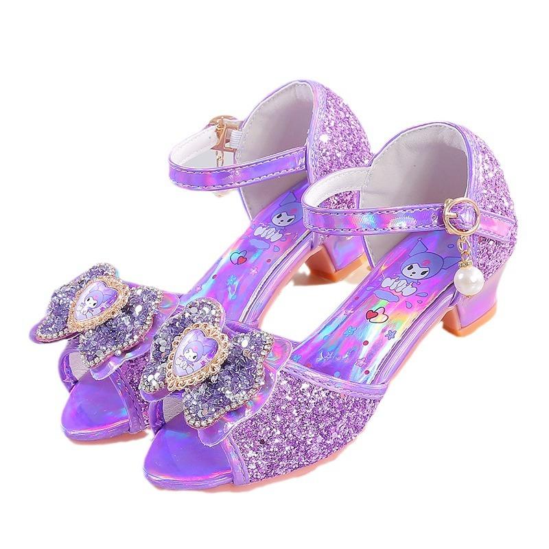 Girls sandals princess shoes 2025 new summer children's crystal shoes baby high heels soft sole little girl summer