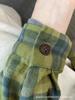 Women's American Retro Green Plaid Loose Long Sleeve Shirt - 2025 Autumn/Winter Collection