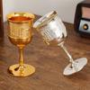 Vintage Goblet Cup, Alloy Light Luxury Relief Vodka Glass, European Portable Mini Drinking Tumbler, Gift Home Decoration, 1pcs