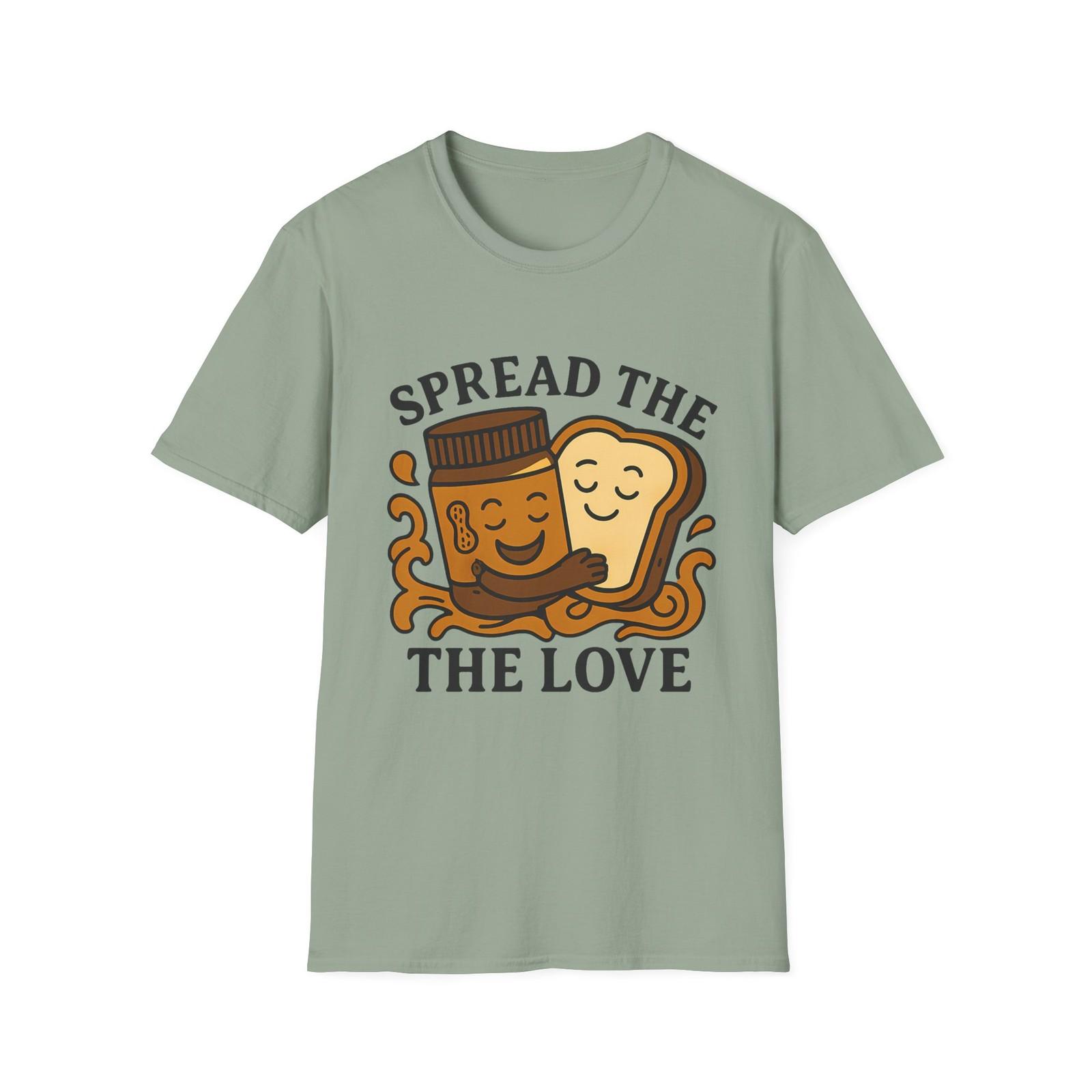 Unisex Softstyle T-Shirt Mens Womens Tees Top Spread the Love Peanut Butter Sandwich Funny Tee L