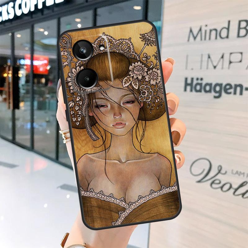 Japanese Geisha Case For Realme 15 13 12 10 11 14 Pro Plus GT6 GT7 C15 C35 C53 C55 C61 C63 C65 C67 C71 C75
