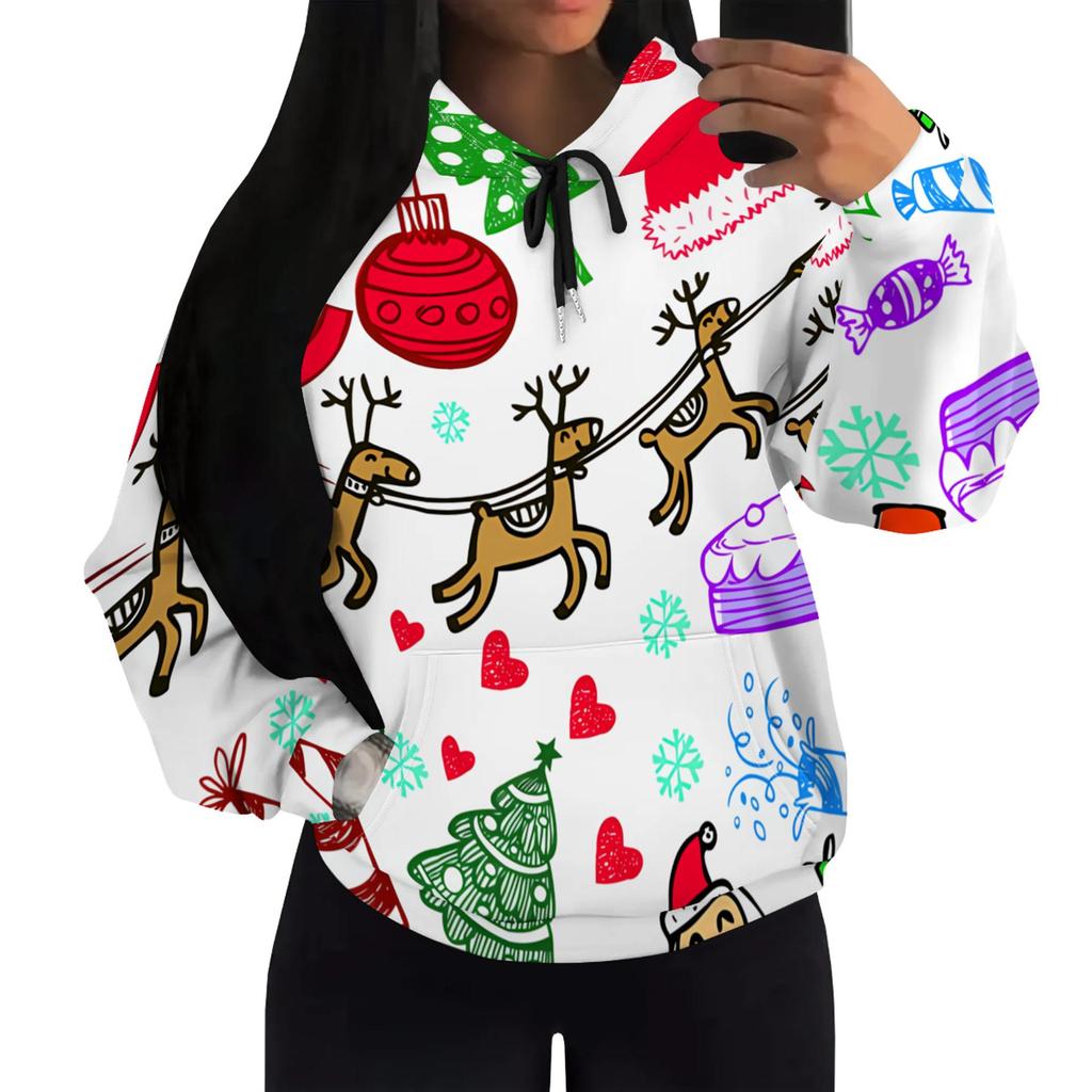 European and American Women's Casual Printed Hooded Sweatshirt A8652