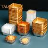100Pcs Moon Cake Trays Waterproof Multipurpose BPA Free Durable Clear Golden Mooncake Holder for Mid-Autumn Festival