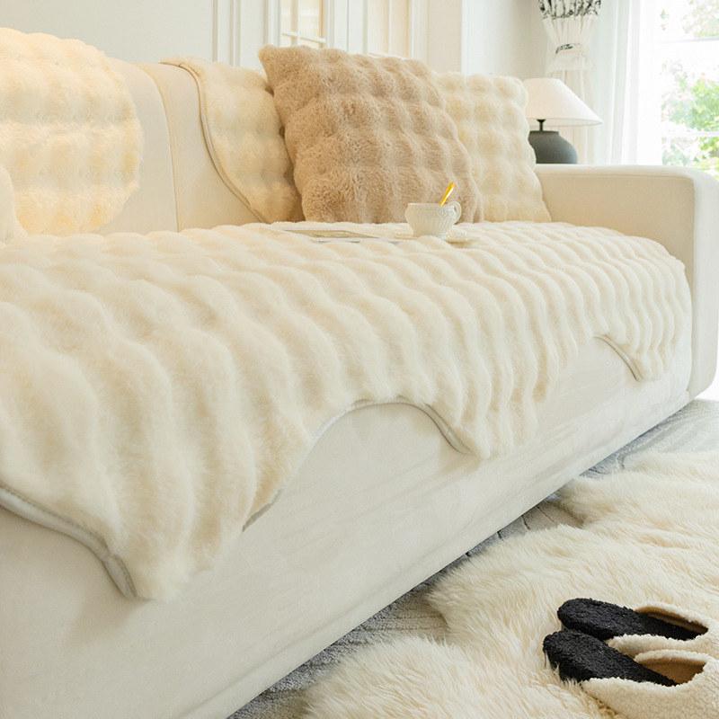 Thick Faux Rabbit Fur Sofa Covers, Luxury Couch Cover, Ultra-soft, Warm, Non-slip, Armchair, Furniture Slipcover, 2, 3 Seaters