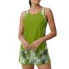 Tankini Swimsuit for Women Plus Size Bathing Suit Two Piece Athletic Swimwear Beach Short Set with Pockets