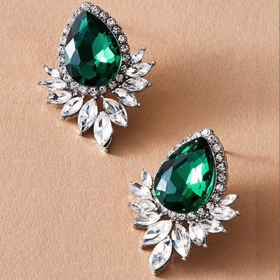 Atmosphärische, modische Wassertropfen-Ohrringe, modische Smaragd-Blitz-Diamant-Wassertropfen-Ohrstecker, Schmuck, Bekleidungszubehör