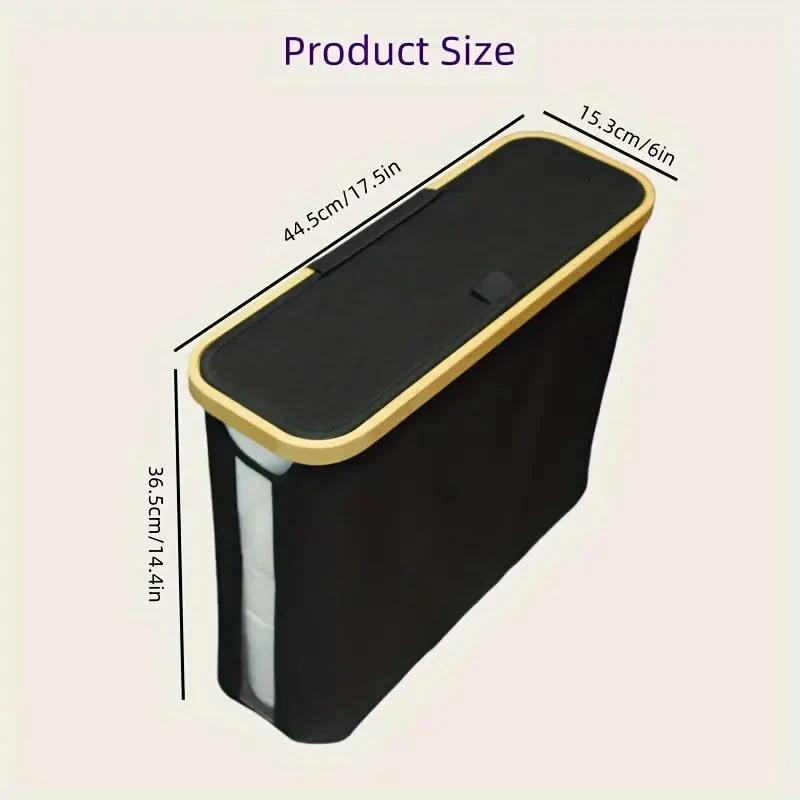 1 Storage Basket, Storage Shelf, Large Paper Holder, 12 Rolls Of Toilet Paper, Storage Rack With Lid, Oxford Cloth + Bamboo Stor