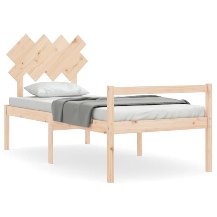 VidaXL Bed Frames with Simple Solid Wood Headboard 3195511