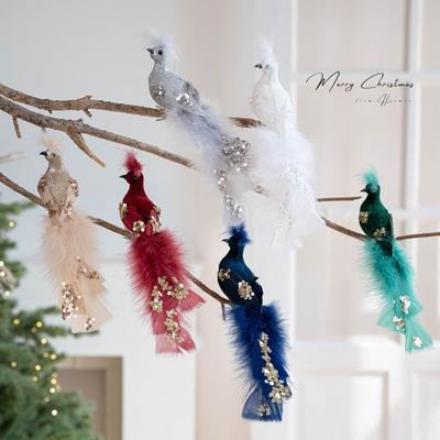 Realistic Glitter Christmas Bird Ornaments Foam Simulate Simulation Bird Decor Glitter Handmade Christmas Tree Decoration