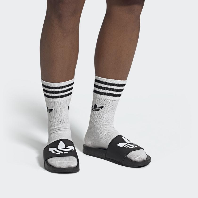 Adidas Adilette Lite Slides Trefoil Logo - Core Black Unisex Sneakers Cloud-White FU8298