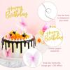 Zonon 60 Pcs Butterfly Cake Toppers with Happy Birthday Cake Topper, 3D Butterfly Topper Mixed Size Color Party Decors for Birthday Wedding