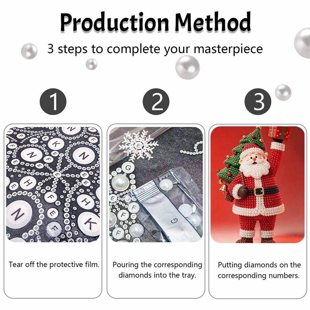 Pearl Painting DIY Kit Santa Claus Christmas Tree Gift Frameless Handmade Bead Canvas Art Creative Leisure Craft for Bedroom Living Room Decor