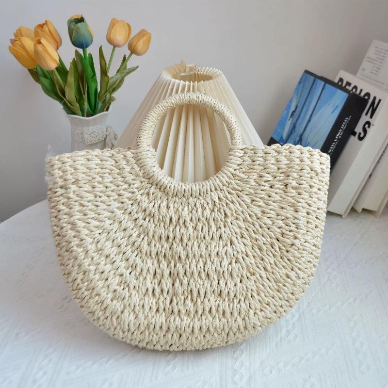 Bohemian Shell Moon Bag Handwoven Eco-Friendly Hand Shoulder Strap Temperament Muse Versatile Mobile Phone Cosmetic Bag Beige nude bag 1490₽