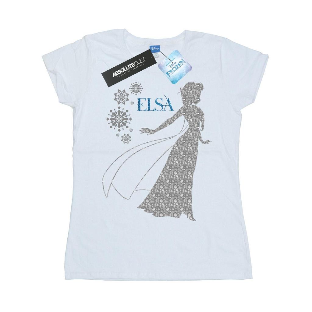 Disney Womens/Ladies Frozen Elsa Christmas Silhouette Cotton T-Shirt