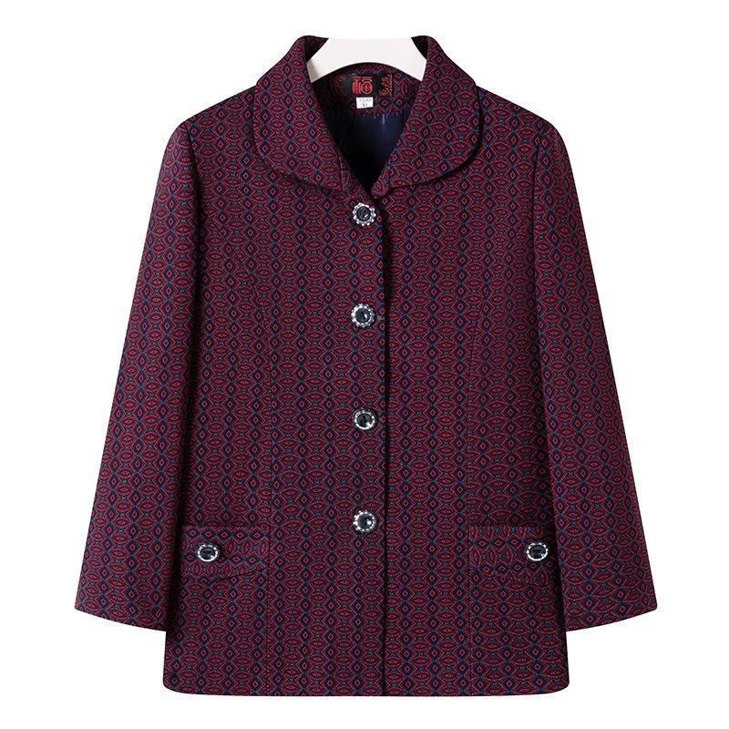 Autumn Women's Top with Lining, Year 0 Thin Coat, Old Lady Lapel Gown