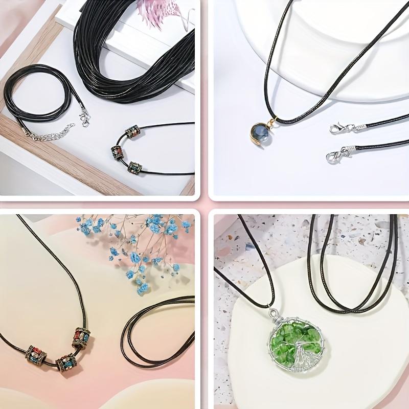 40pcs Of Wax Thread Chain Lobster Buckle Black Leather Rope Necklace DIY Accessories Hanging Rope Pendant Wax Leather Rope