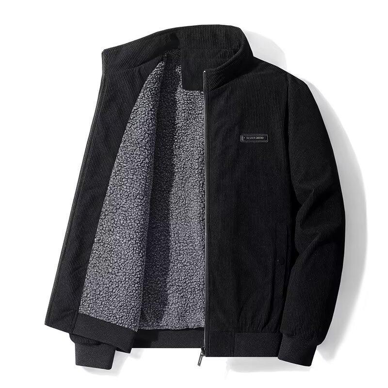 

Popular Men s Lapel Corduroy Jacket: Autumn/Winter Business Casual Hong Kong Style, Long-sleeved, Middle-aged XL чорний