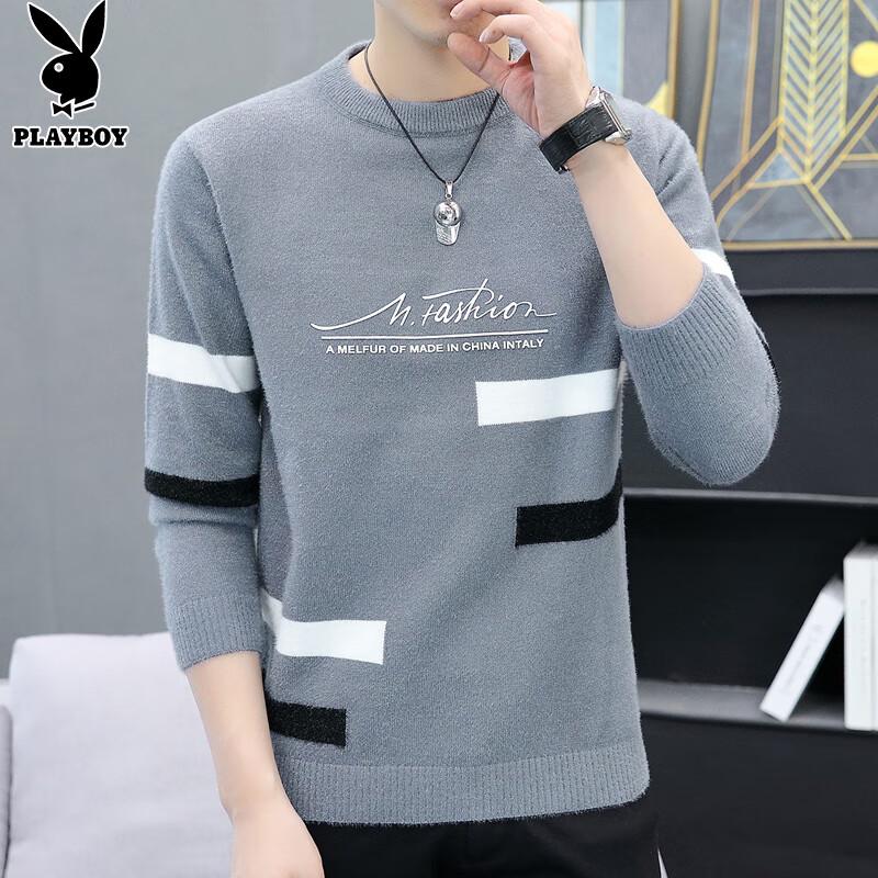 PLAYBOY Men's Trendy Winter Mink Velvet Knit Sweater