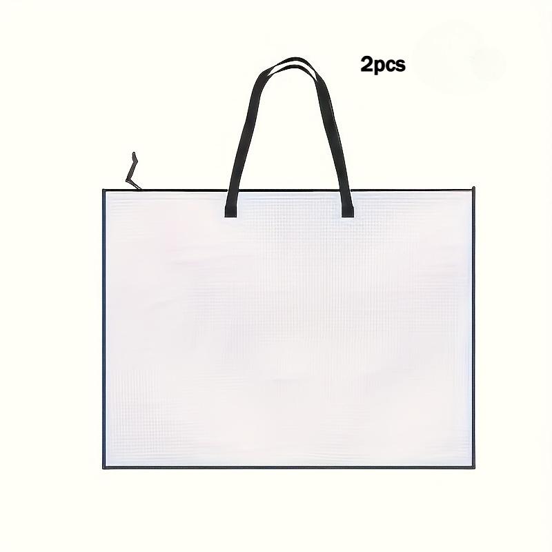 4pcs/2pcs Large Transparent File Bag - Heavy-Duty Portable Bag with Sturdy Zipper Closure, Spacious Art & Poster Storage