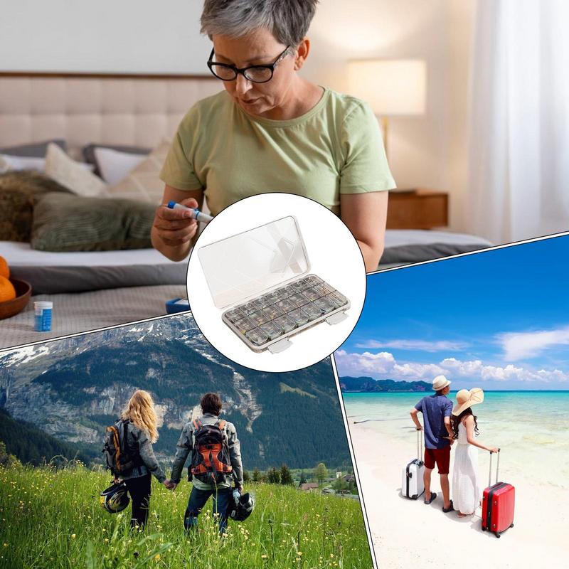 Weekly Pill Organizer Large Weekly Pill Cases Box Travel Pill Container 7 Day Compartments Dust-Proof Travel Pill Case For Home