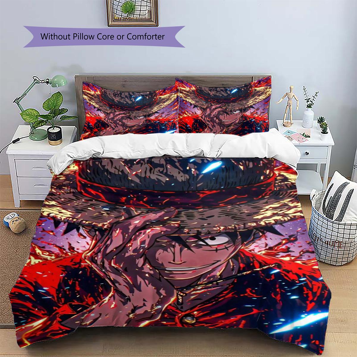 

Luffy Patterned Pillowcase & Duvet Cover Set Bedroom Elegant Printed Bedding in Anime Theme Premium Gift Choice.-TING 135x200cm