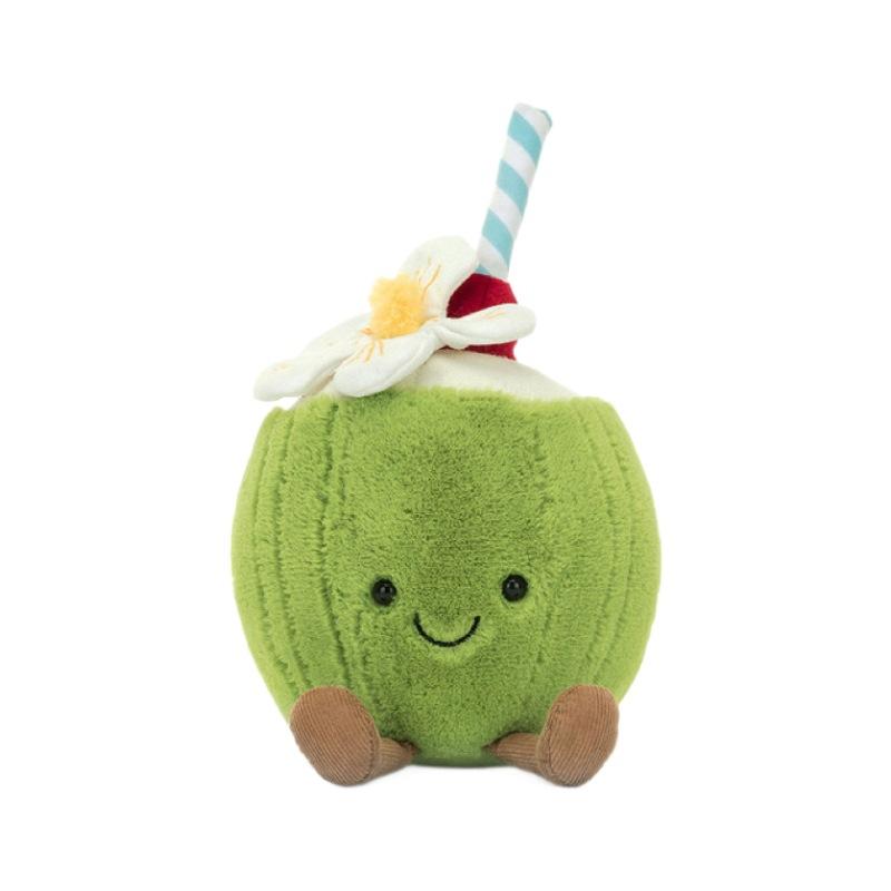 Entzückende Limonaden-Kokosnuss-Stofftiere Niedliches Zitronenwasser Weiches Plüschtier Cartoon-Puppe Heimdekoration Kawaii Tasche Anhänger Geburtstagsgeschenke