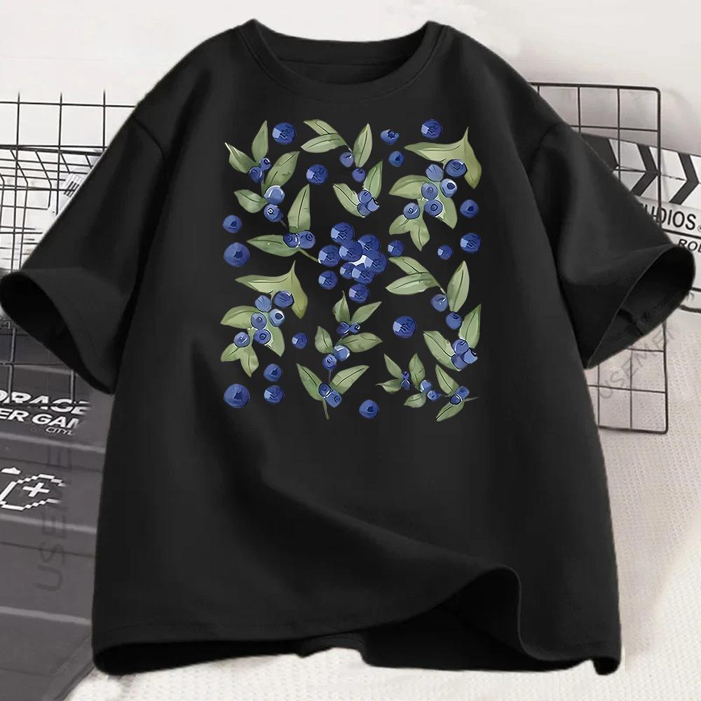 Ästhetisches Frucht-Beeren-Arten Grafik-T-Shirt Mode-T-Shirt Fruchtliebhaber Blaubeer-Shirt Mit Süßer Erdbeere Süßes Beeren-Top