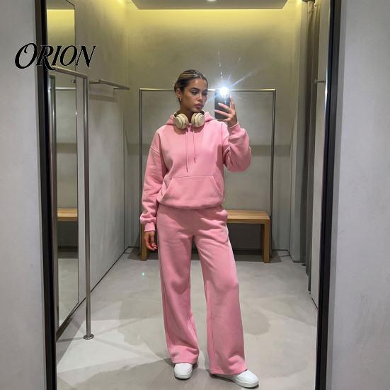 Athletic Set for Women Tracksuit 2 Piece Set, Long Sleeve Sweatshirt Wide Leg Sport Easy Care Machine Washable Sportswear Pants Lightweight