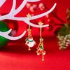 Asymmetrische bewegliche Weihnachtsmann Weihnachtsbaum Hängeohrringe für Damen Zirkon Stern Schneemann Glocke Lange Quaste Ohrring Party Schmuck