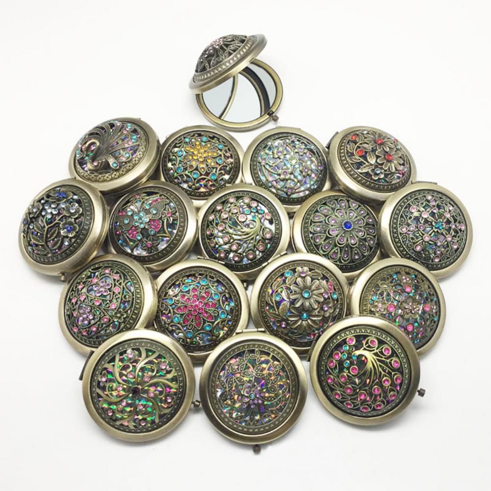 Металлическое Полое Цветочное Двустороннее Зеркало для Макияжа Карманное Складное Женское Косметическое Зеркало для Макияжа Зеркала для Туалетного Столика Зеркала для Макияжа