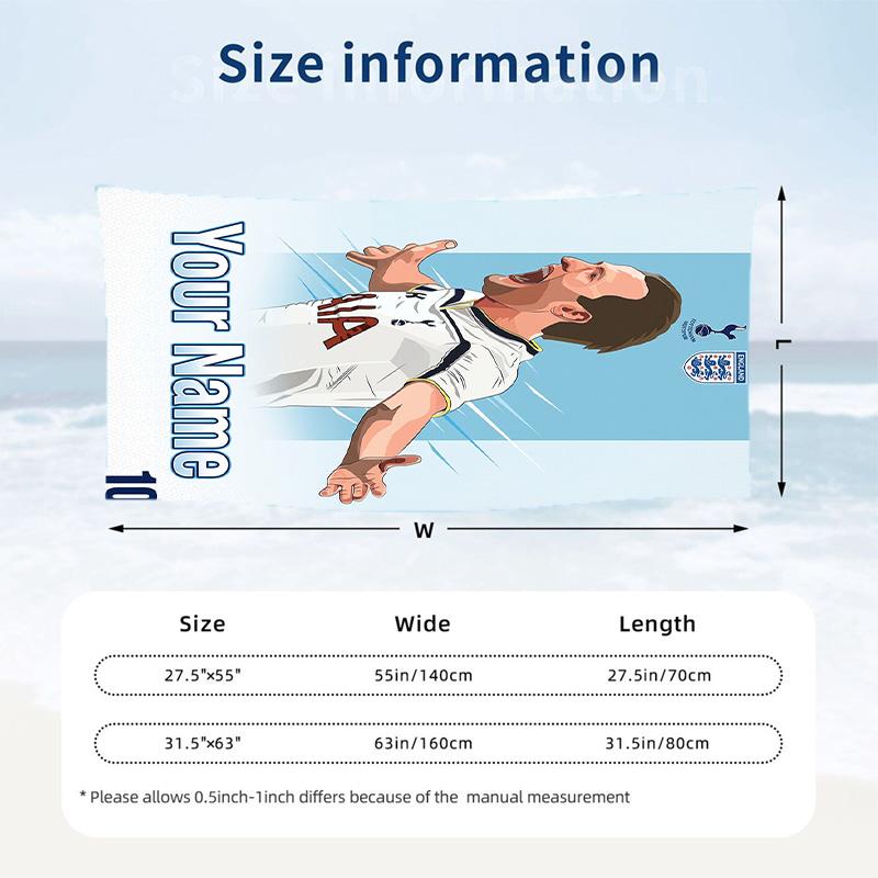 Beach Towel Harry Kane Print Custom Name Text Soft Towel for Swimming Pool