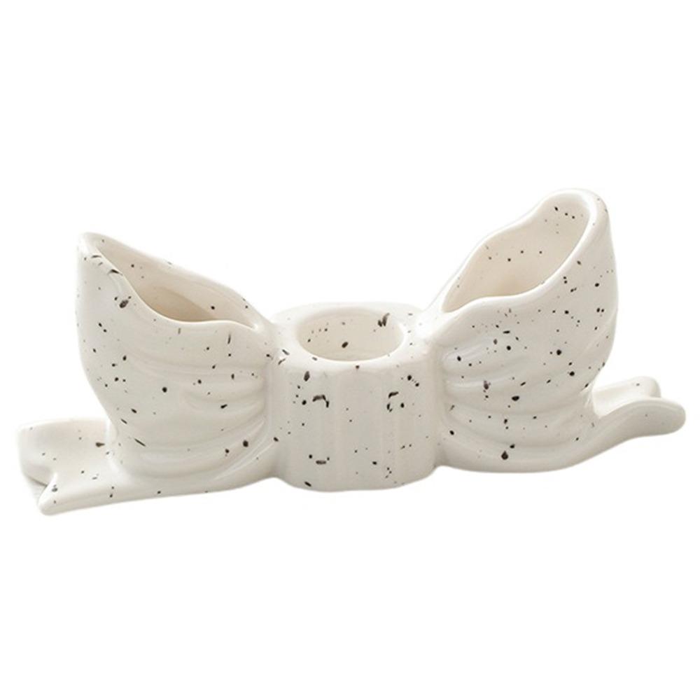 

Elegant Ceramic Bow Candle Holder Romantic Bowknot Shape Candlestick Wedding Candlelight Dinner белый/чёрный