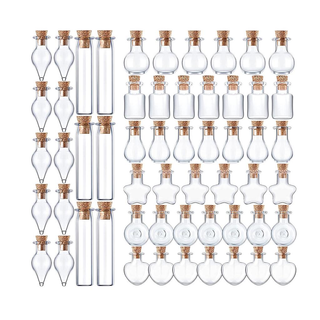 Clear Glass Mini Wishing Bottles Jars with Cork Stoppers Set for Craft Enthusiasts Art Projects Decors Party Favor