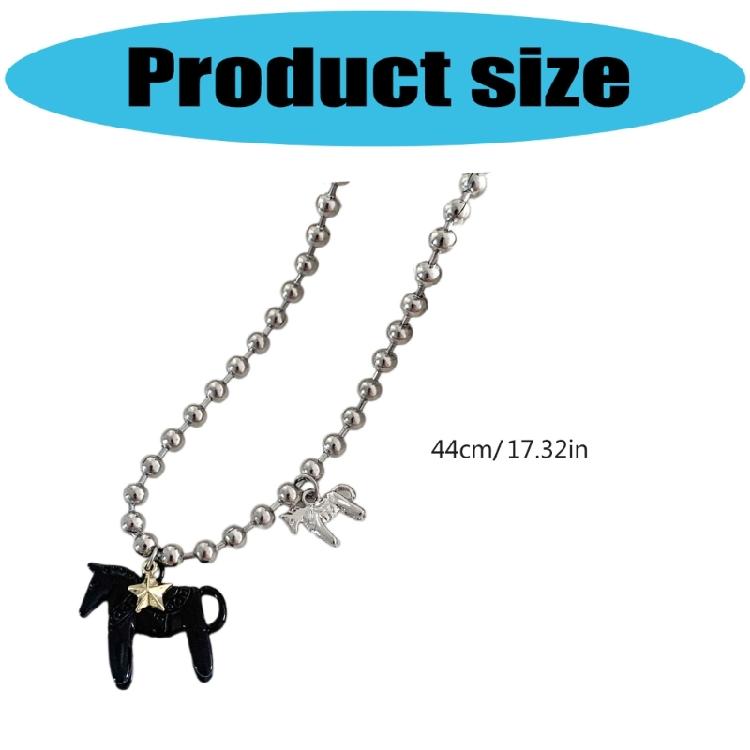 Modern Horse Shaped Titanium Steel Necklace 44cm Adjustable Chain Neckchain For Girls Teens Birthday Present