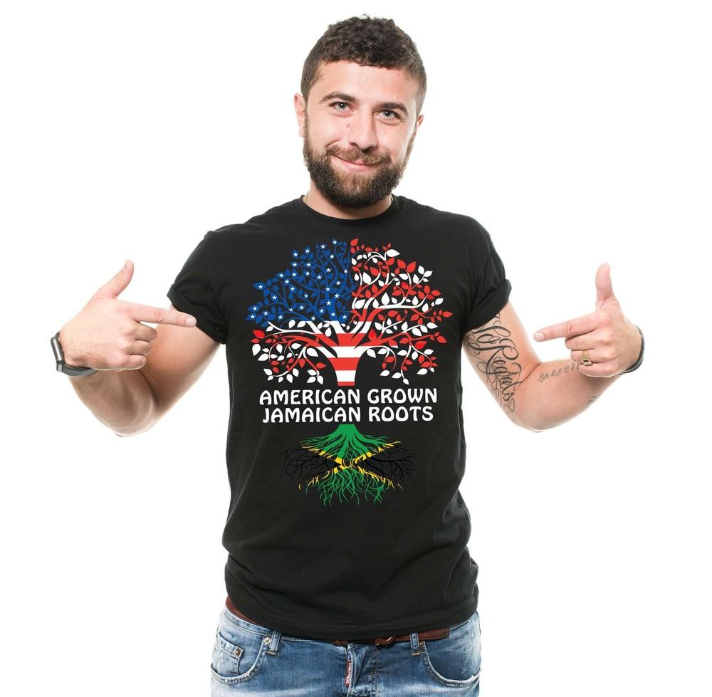 Jamaica Flag Shirt Jamaica USA Shirt Jamaican Roots American Grown Shirt Unisex T-Shirt S