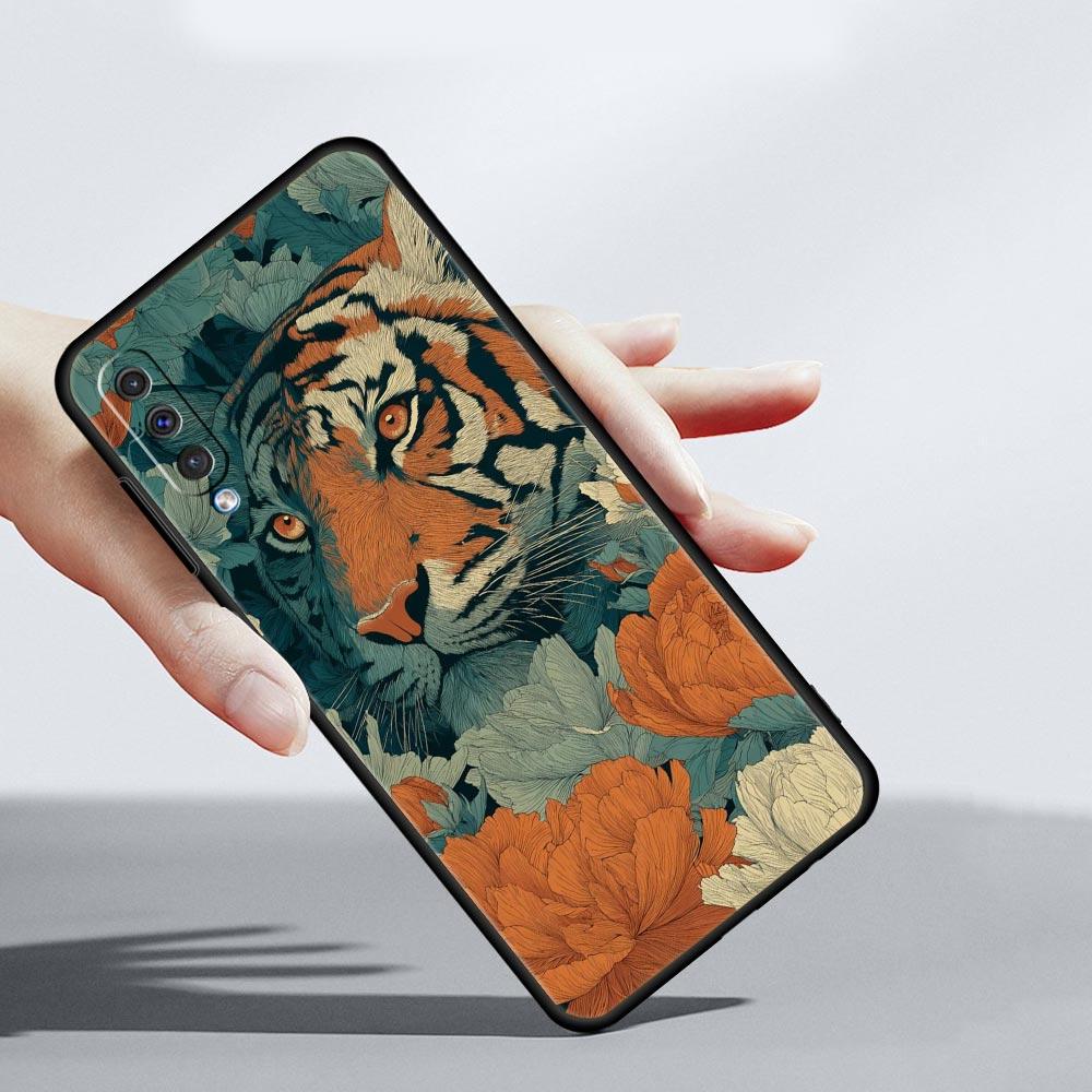 Phone Case for Samsung Galaxy A56 A36 A26 A16 A06 A54 A42 A34 A24 A22 A20 A12 A40 A50 5G Soft TPU Shell Cartoon Tiger Pattern