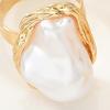 3Pcs Baroque Faux Pearl Ring Vintage Adjustable Opening Alloy Ring Women Golden Finger Ring Fashion Jewelry Accessories