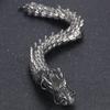 Vintage Animal Jewelry Dragon Body Chain Bracelet Men Solid Stainless Steel Men's Bracelets with Green Eyes Wrist Accessories