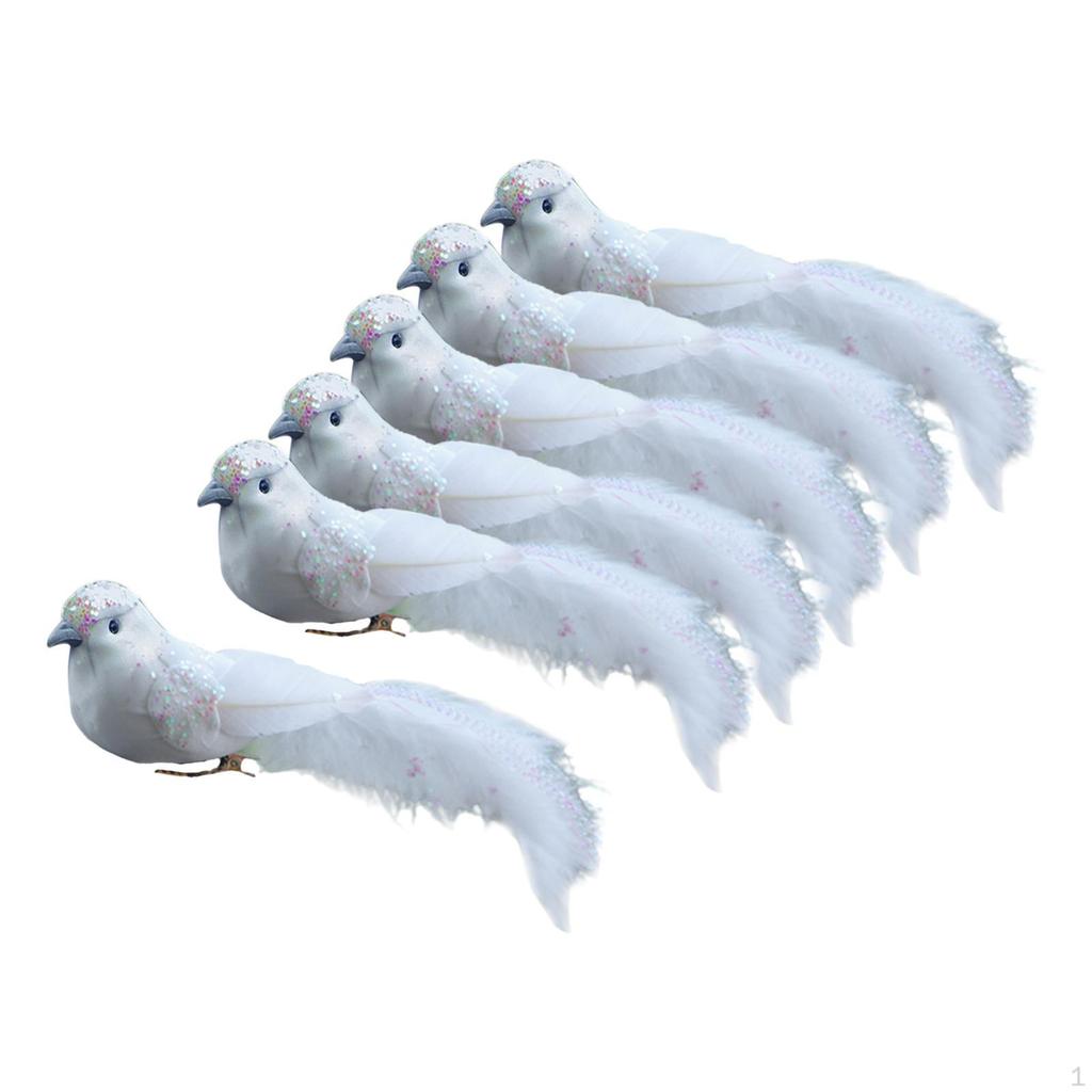6x Artificial Feather Birds, Realistic Simulation Foam Birds Bird Model Crafts for Window