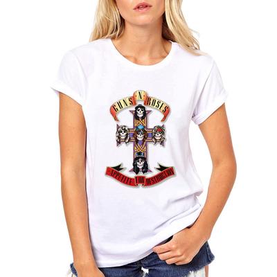 Koszulki damskie vintage 2021 Guns n Roses Rock Roll T-shirty damski t-shirt GNR Biała koszulka z kreskówką Hip Hop Femme Top Tees