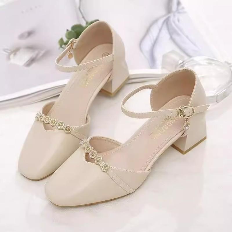 Sandals Women's Spring and Summer New High Heels Summer Fashion Outer Wear Women's Shoes Student Non-slip Single Shoes