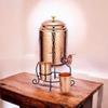 Copper Water Dispenser Set, 5 Litres, with Stand, 2 Glasses and ABS Tap, HaMmered Design (HaMmered Natura)