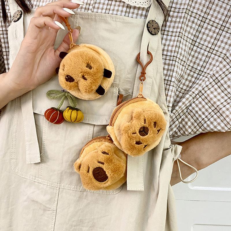 New Capibala Coin Purse Cartoon Mini Plush Capybara Pendant Portable Headset Bag Coin Storage Bag