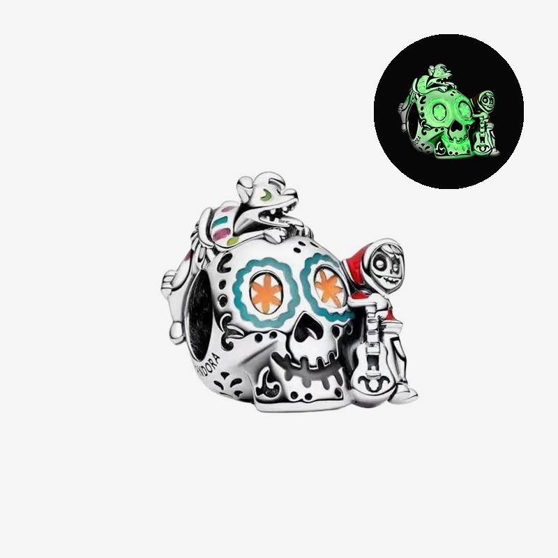 

New Skull Glow-In-The-Dark Charm Beads Fit 3Mm Bracelet Womencopper Jewelrygift
