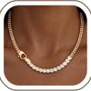 Shangxin Titanium Steel Cuban Chain Splicing Zircon Tennis Chain Light Luxury Personality Men's and Women's Collarbone Necklace