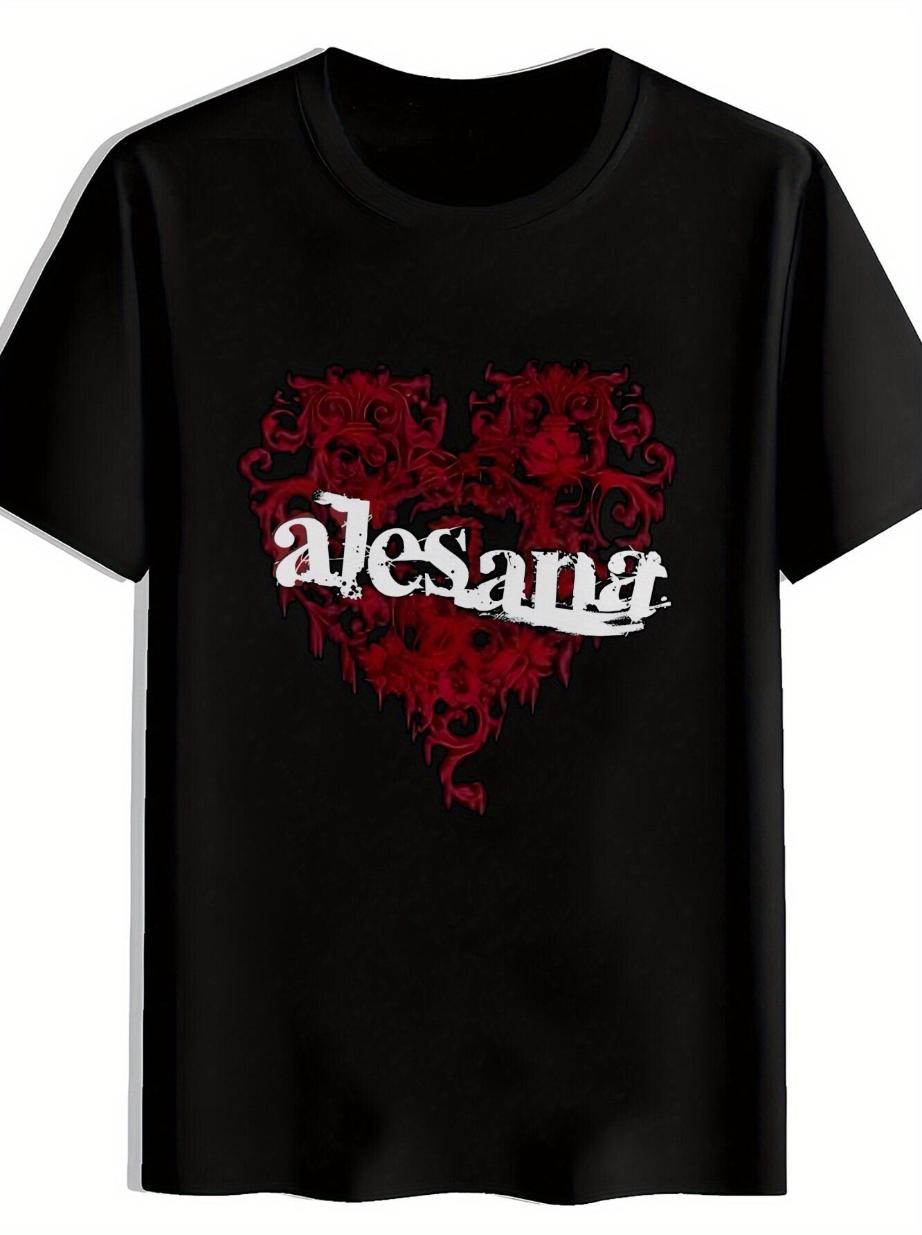 

Vintage Rock Band Graphic T-shirt - Black Crew Neck Short Sleeve Tee with Alesana Heart Design XXL